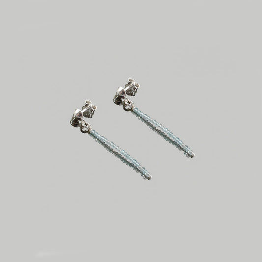 Pendientes largos topacio bolas talladas 2mm