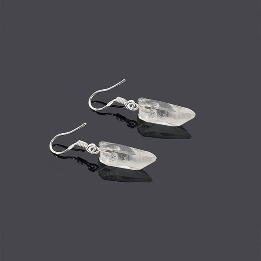 Pendientes Plata de ley Punta Cuarzo en bruto