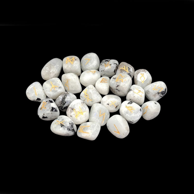 Juego Runas de piedra luna en bolsita