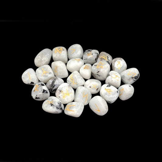 Juego Runas de piedra luna en bolsita