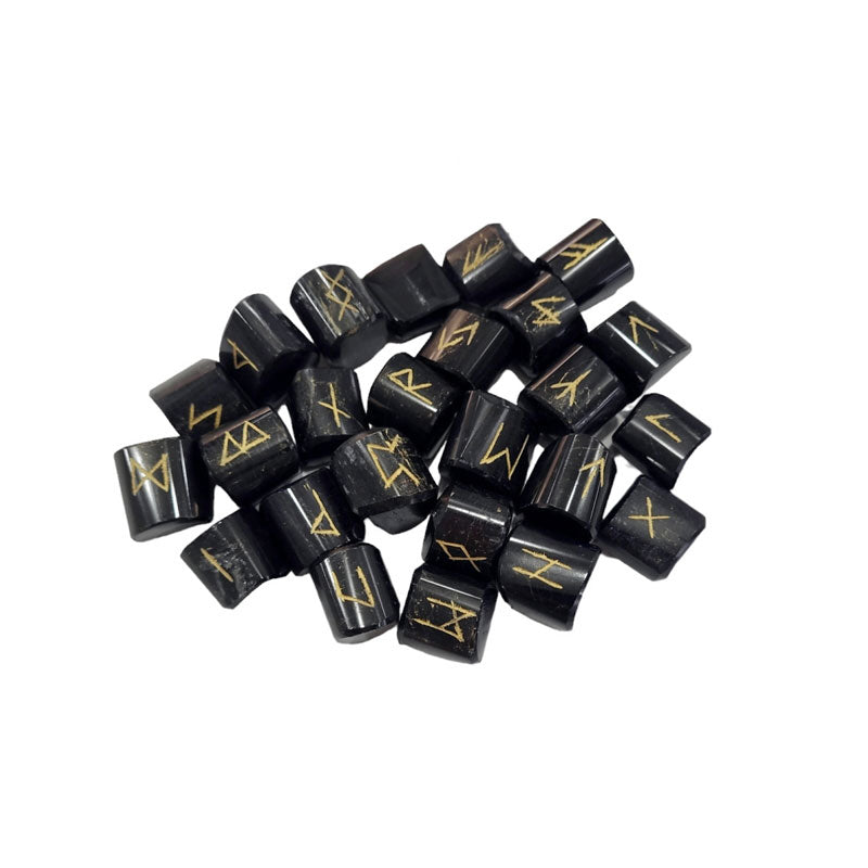 Juego Runas de turmalina negra en bolsita