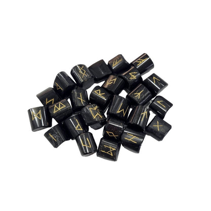 Juego Runas de turmalina negra en bolsita