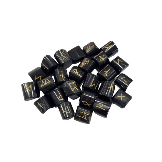 Juego Runas de turmalina negra en bolsita