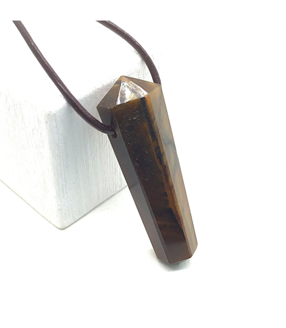 Collar ojo de tigre punta biterminada 3-4 cm