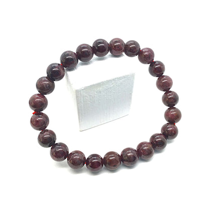 Pulsera granate rojo bolas 8mm elastica