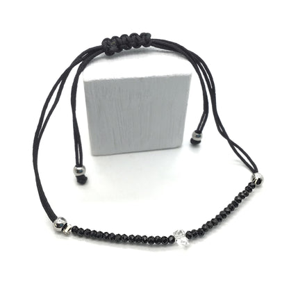 Pulsera facetada macrame Espinela / Herkimer ajustable
