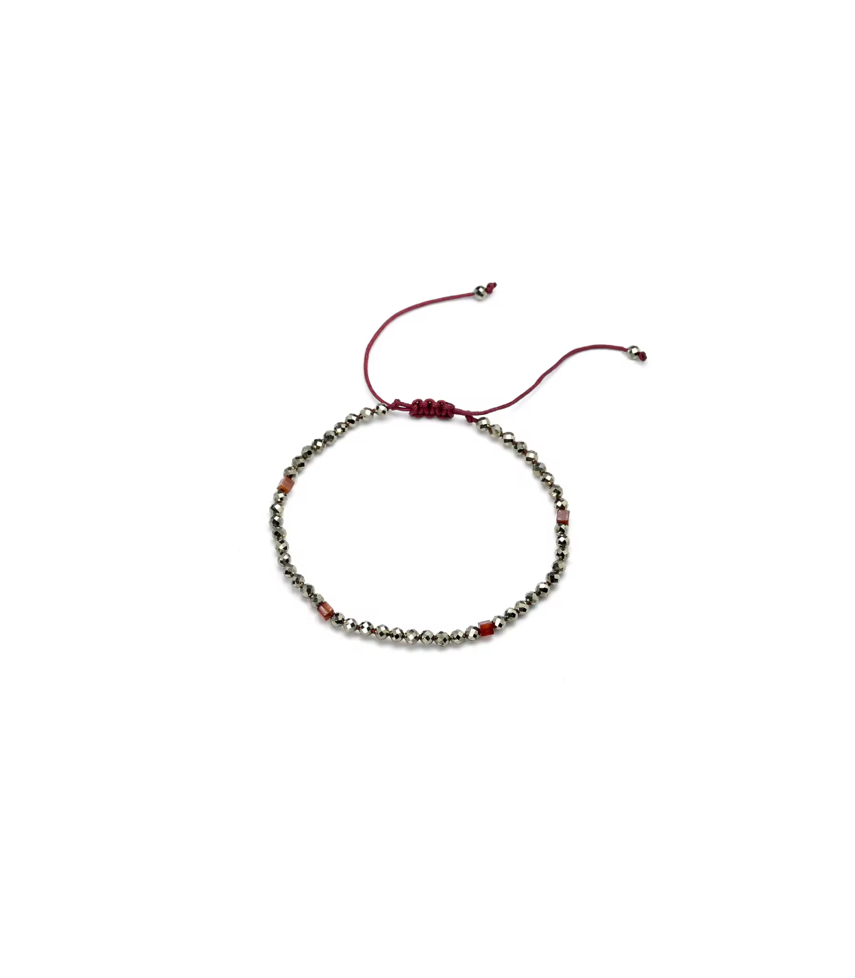 Pulsera Pirita Facetada Macramé Ajustable