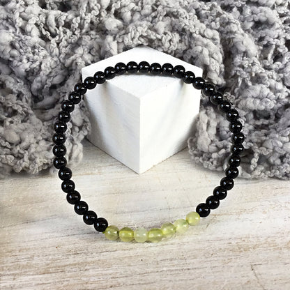 Pulsera Citrino Con Obsidiana negra bolas 4mm