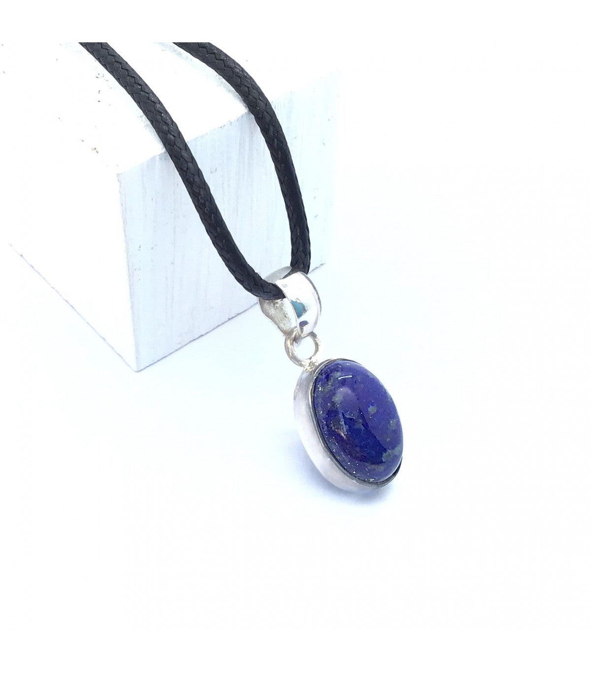 Collar lapislazuli cabujón pequeño plata 1,5 - 2 cm