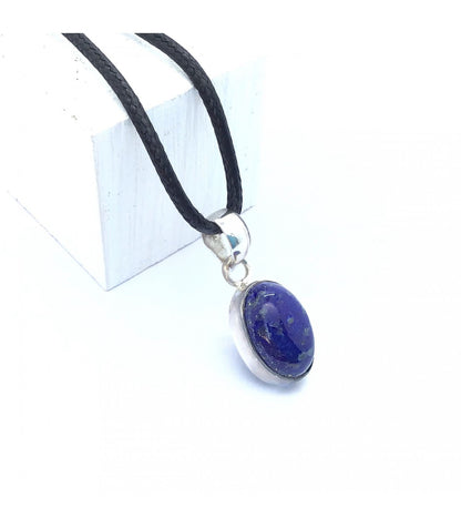 Collar lapislazuli cabujón pequeño plata 1,5 - 2 cm
