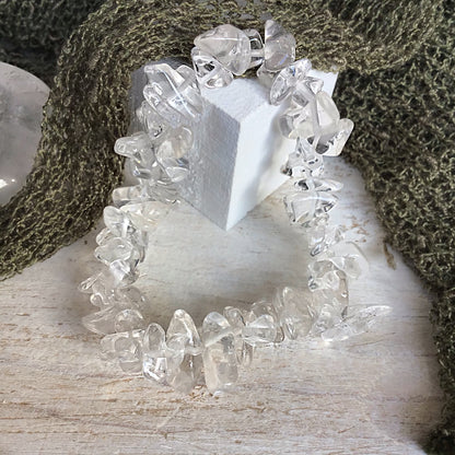 Pulsera cuarzo blanco chip ajustable