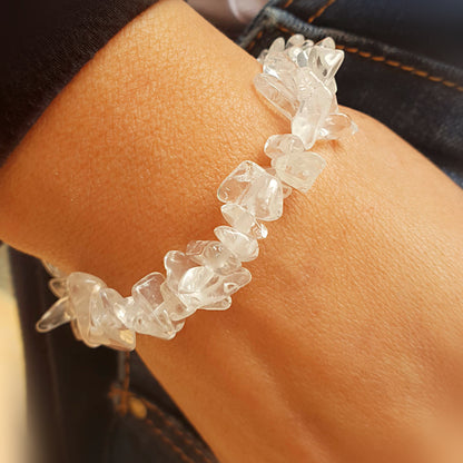 Pulsera cuarzo blanco chip ajustable