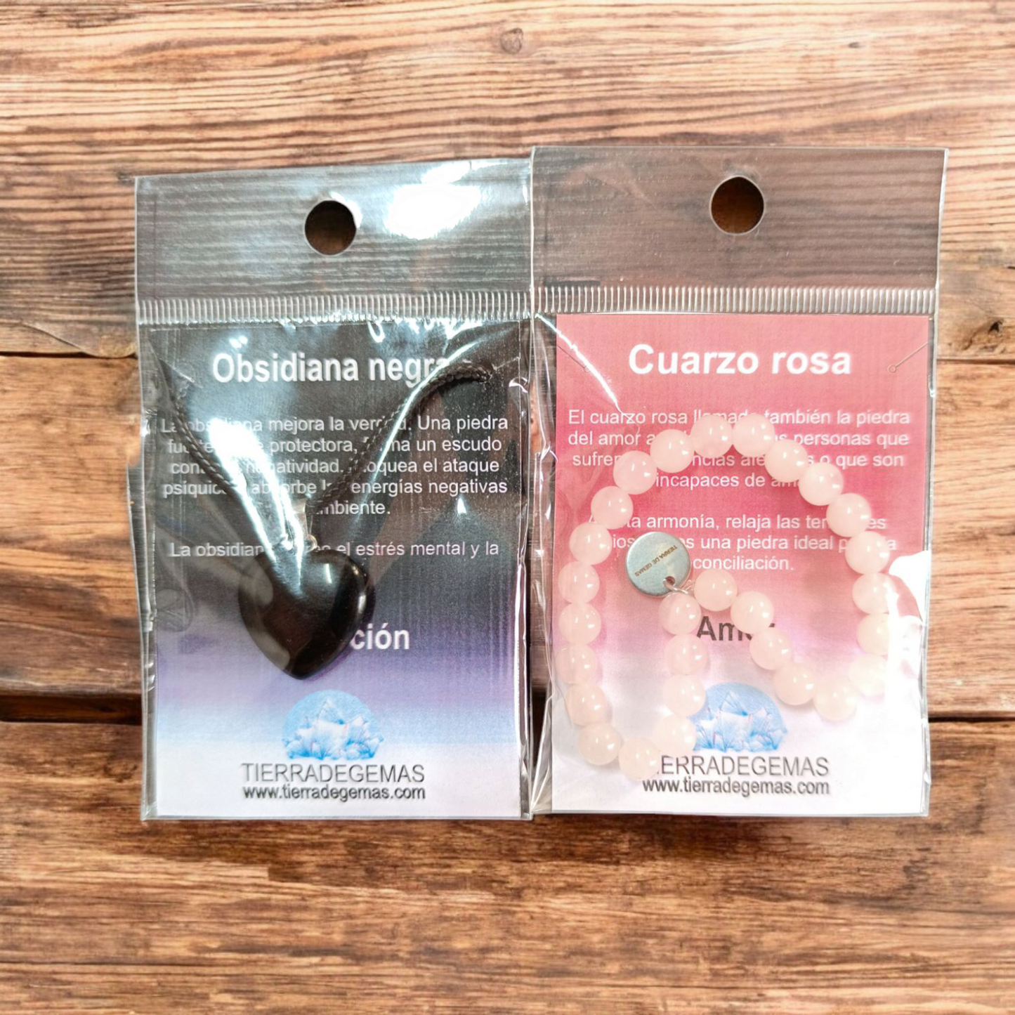 Protección y Amor (Collar de Obsidiana Negra y Pulsera de Cuarzo Rosa)