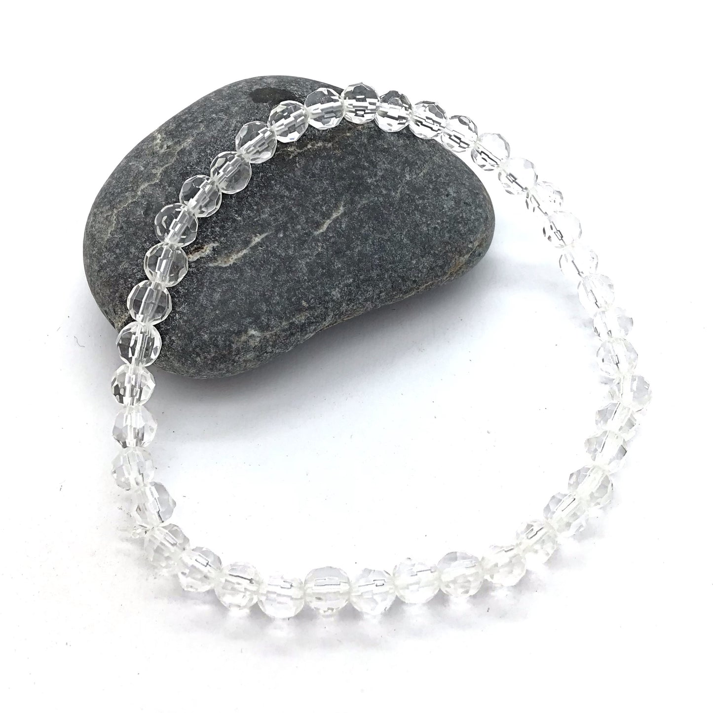 Pulsera cuarzo blanco bolas 4mm facetadas