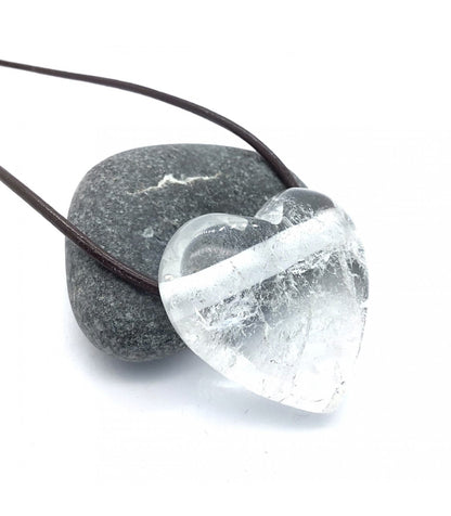 Collar Cuarzo Blanco corazón 4 cm