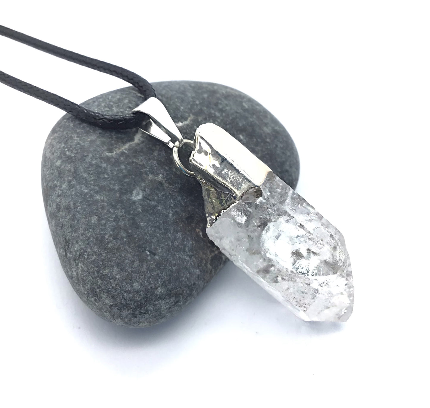 Collar Cuarzo Blanco punta laser electrolítico 2-3 cm