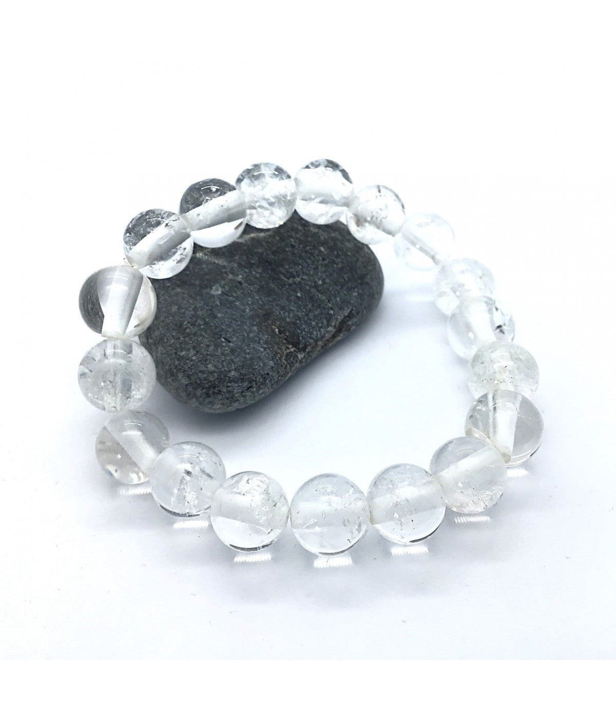 Pulsera cuarzo blanco bolas 10 mm