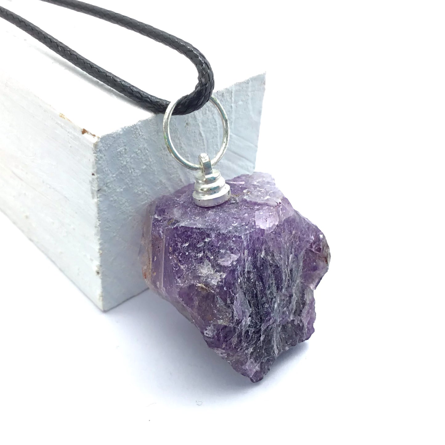Collar amatista en bruto 3-4 cm acero inoxidable