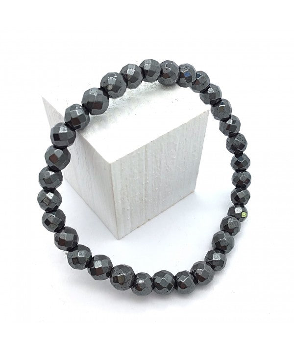 Pulsera hematite bolas facetadas de 8mm