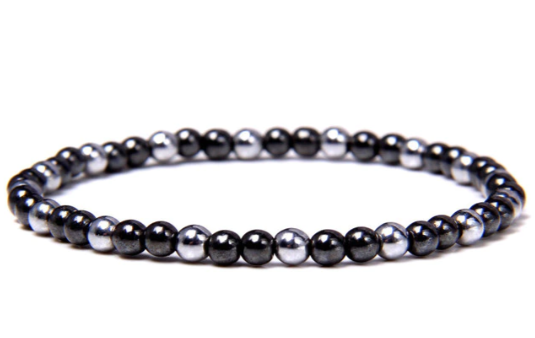 Pulsera hematite con obsidiana negra bolas 4mm