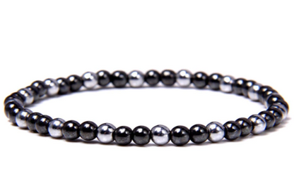 Pulsera hematite con obsidiana negra bolas 4mm