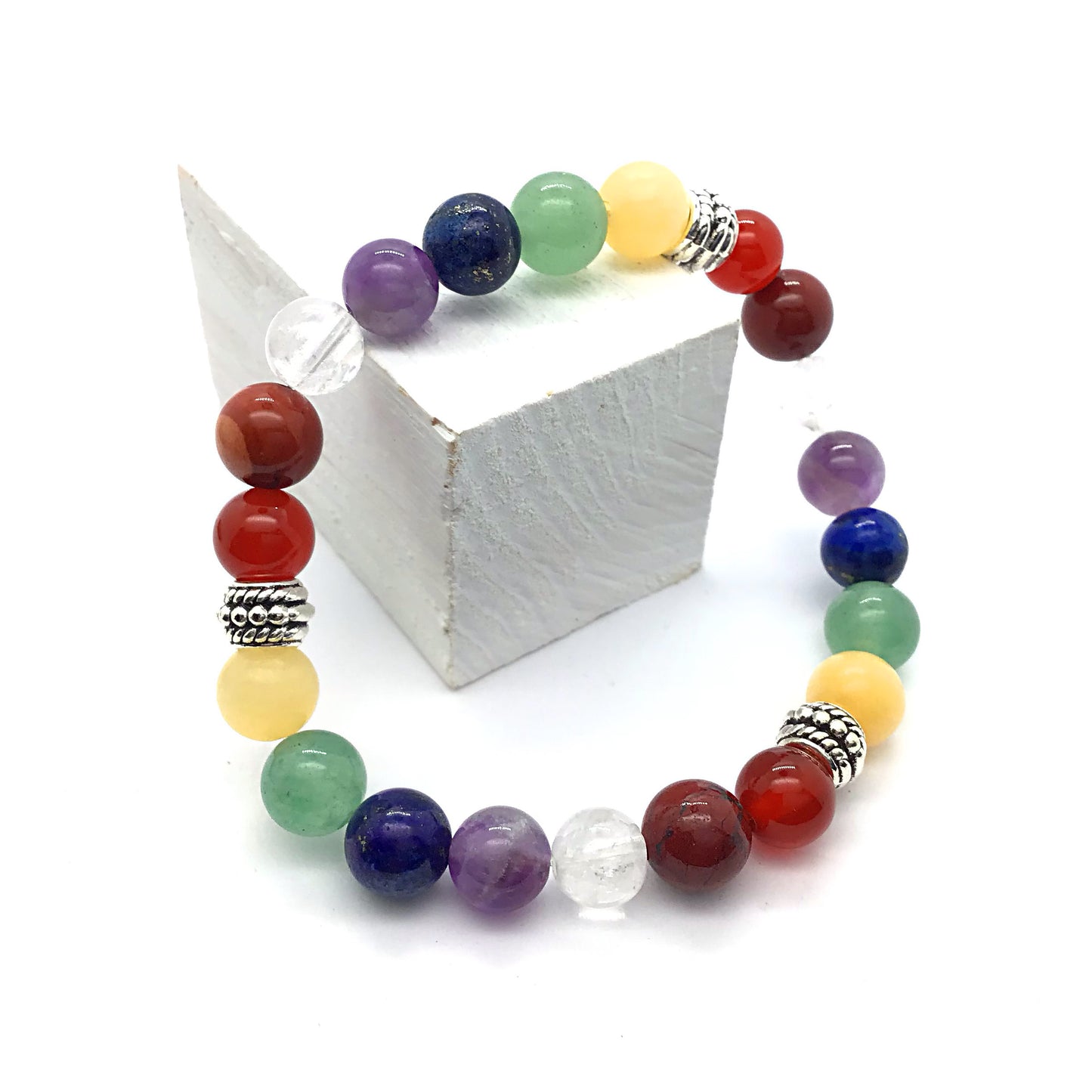 Pulsera 7 chakras bolas 8mm con dijes