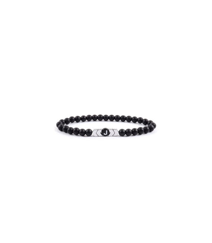 Pulsera personalizada con inicial obsidiana negra bolas 4mm
