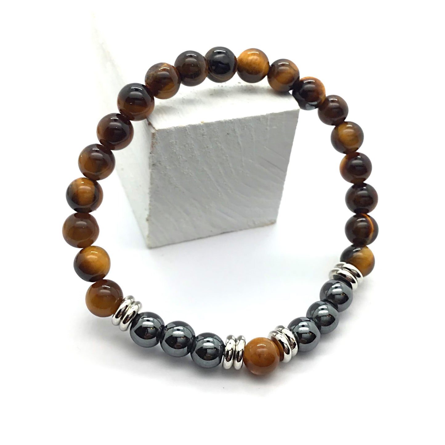 Pulsera ojo de tigre con hematite bolas 6mm