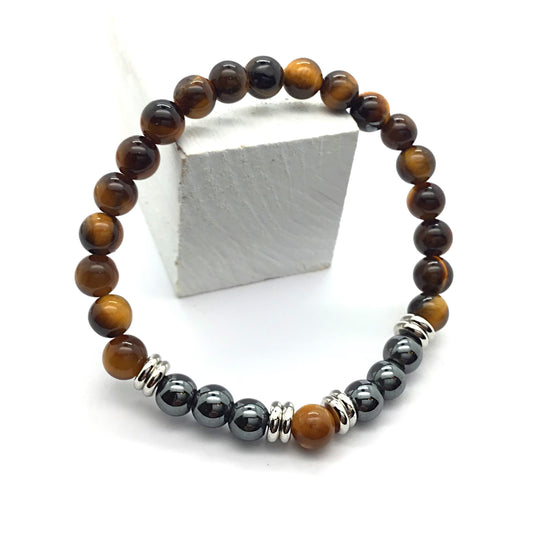 Pulsera ojo de tigre con hematite bolas 6mm