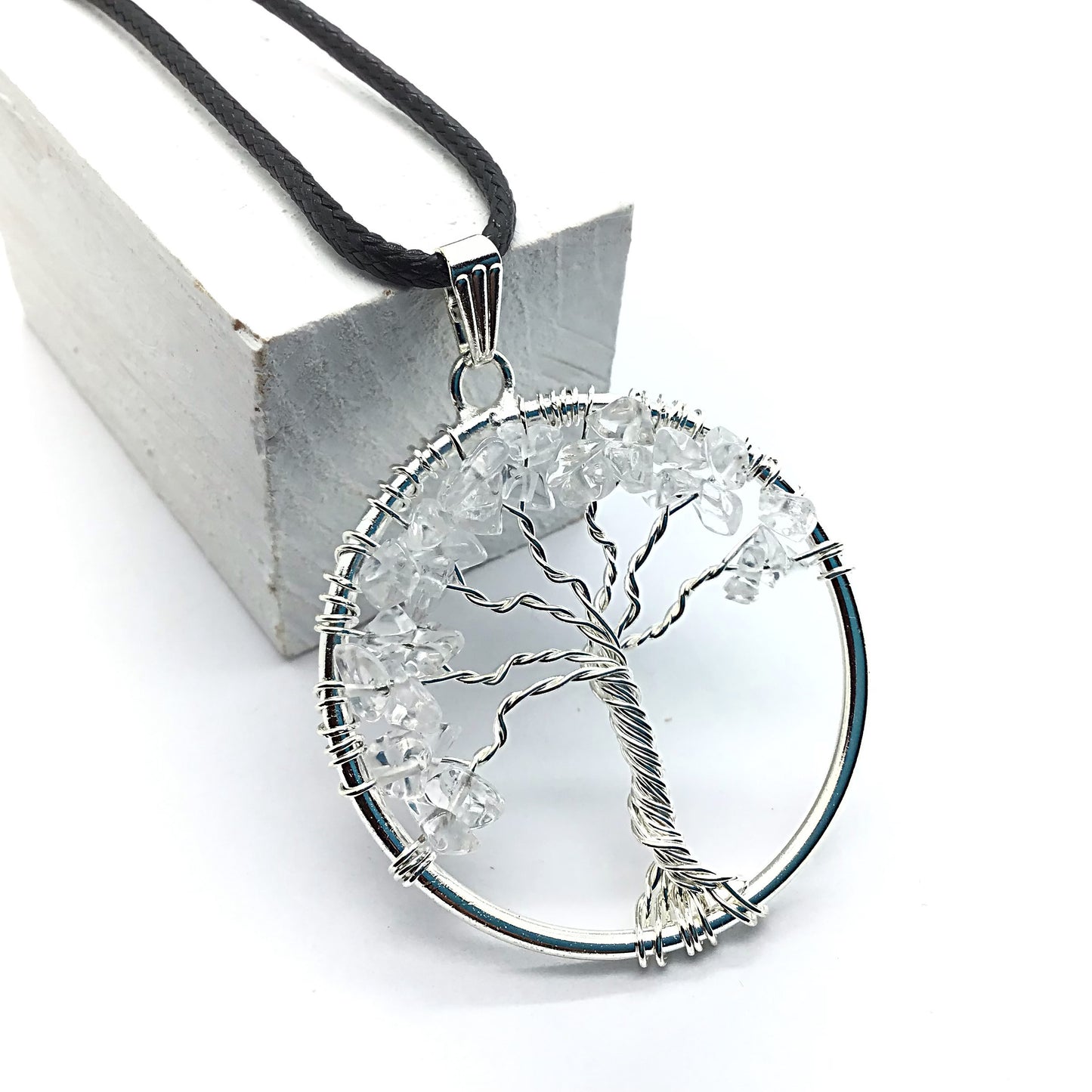 Collar Cuarzo Blanco arbol de la vida 3-4 cm