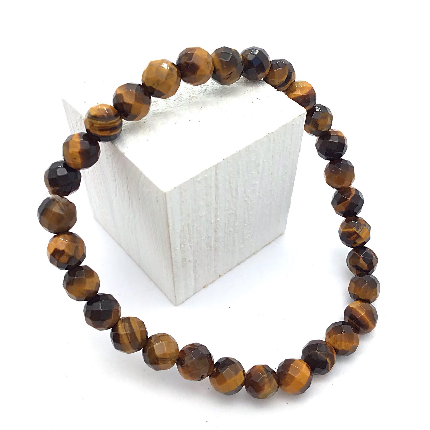 Pulsera ojo de tigre bolas facetadas de 6mm