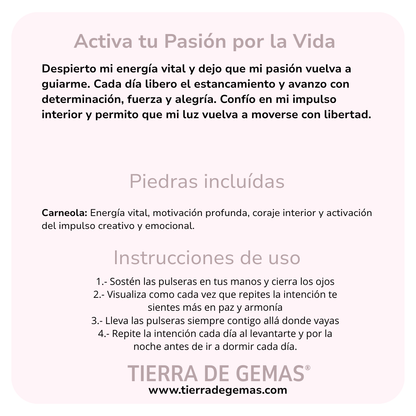 Activa tu Pasión por la Vida (pulsera carneola bolas 4mm)