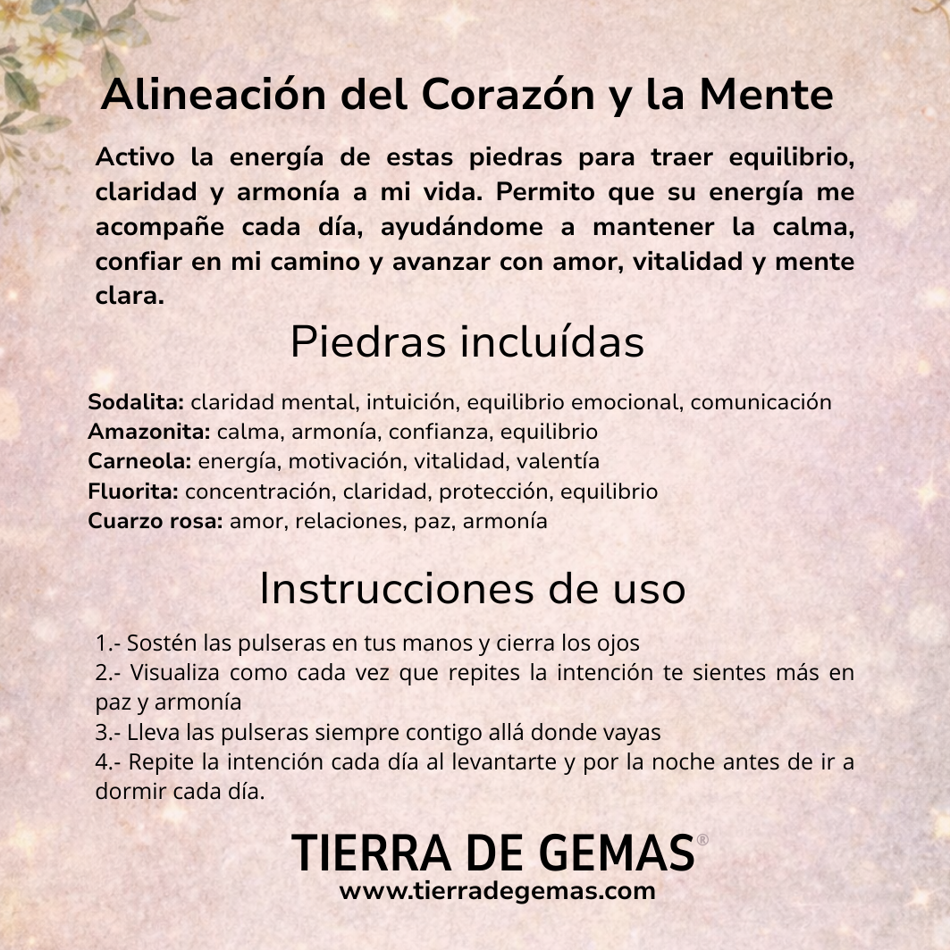 Alineación del Corazón y la Mente (Pulsera bolas 4mm)