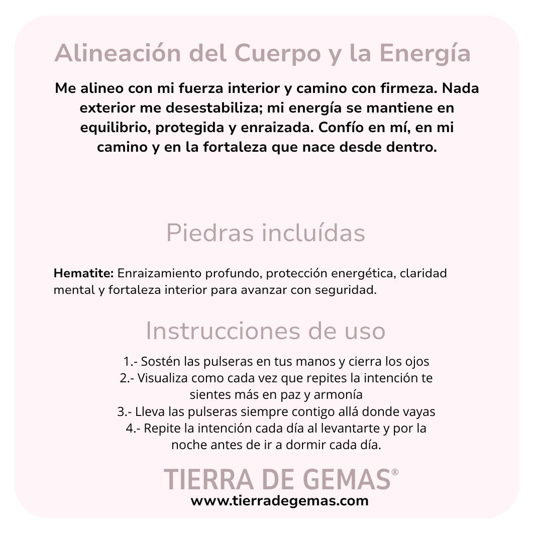 Alineación del Cuerpo y la Energía (pulsera hematite bolas 4mm)