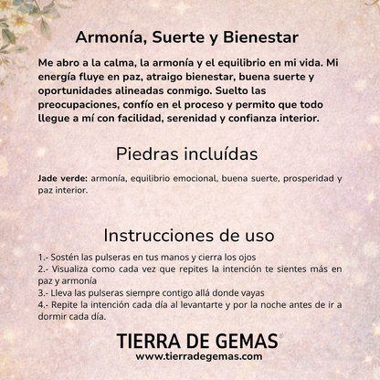 Armonía, Suerte y Bienestar (pulsera jade verde bolas 6mm)