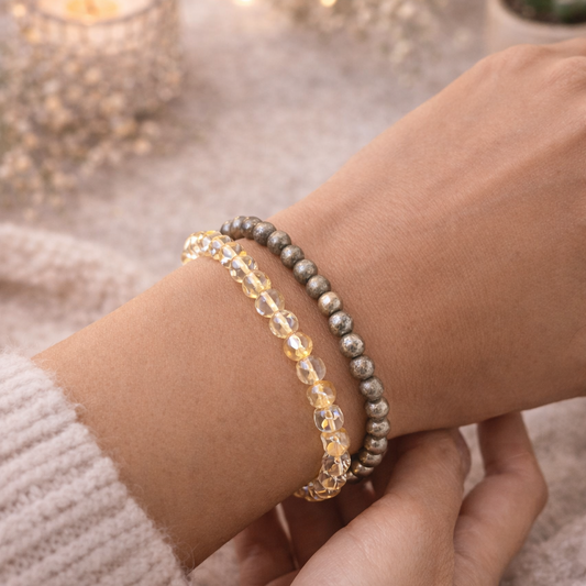 Pack abundancia y alegría (2 pulseras citrino y pirita)