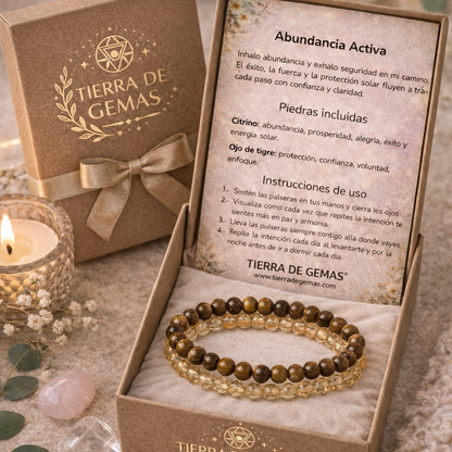 Abundancia activa siempre contigo - Pack Pulseras Citrino y Ojo de Tigre