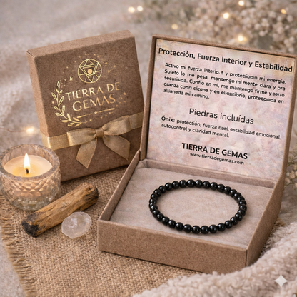 Protección, Fuerza Interior y Estabilidad (pulsera onix bolas 4mm)