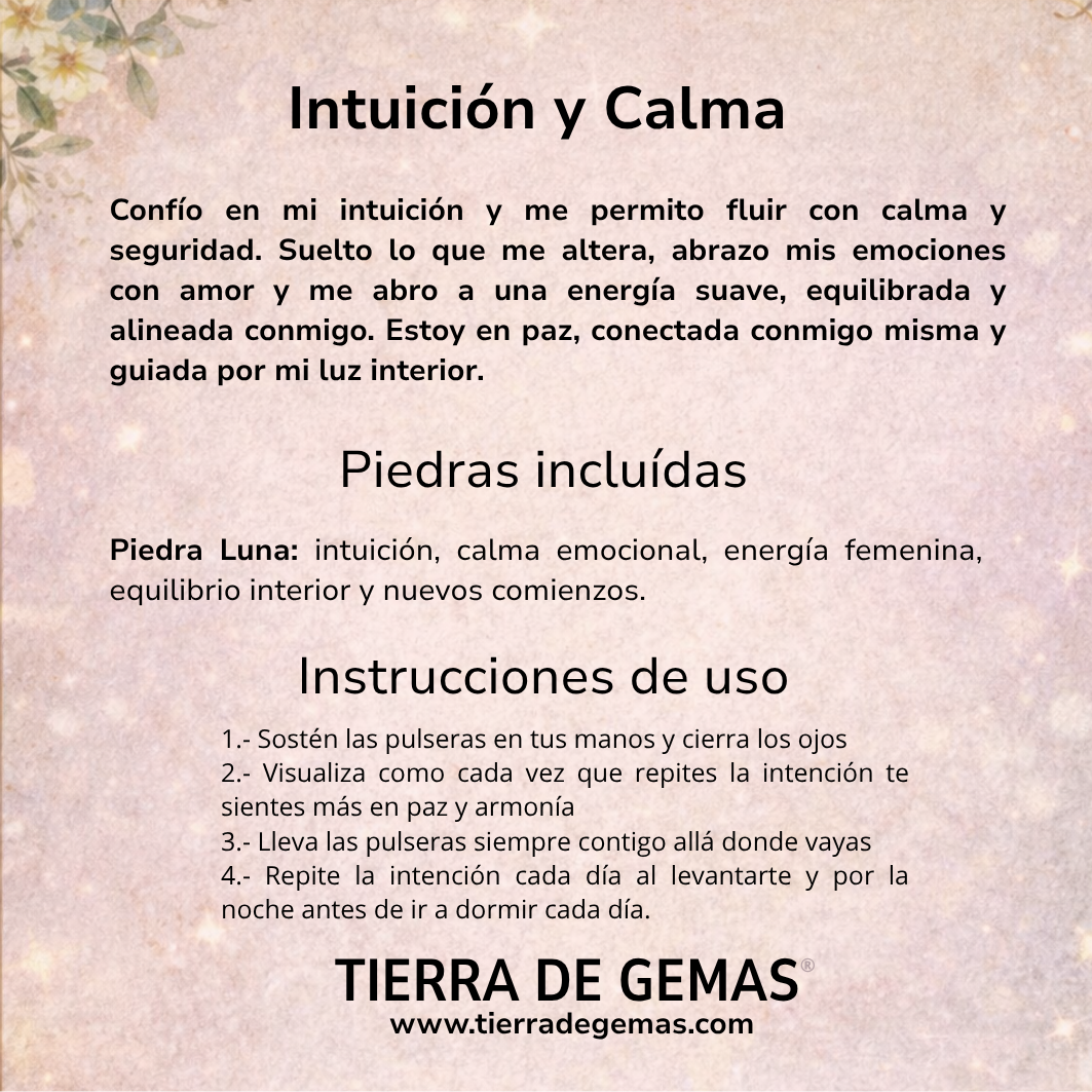 Intuición y Calma (pulsera piedra luna natural bolas 6mm)