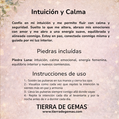 Intuición y Calma (pulsera piedra luna natural bolas 6mm)