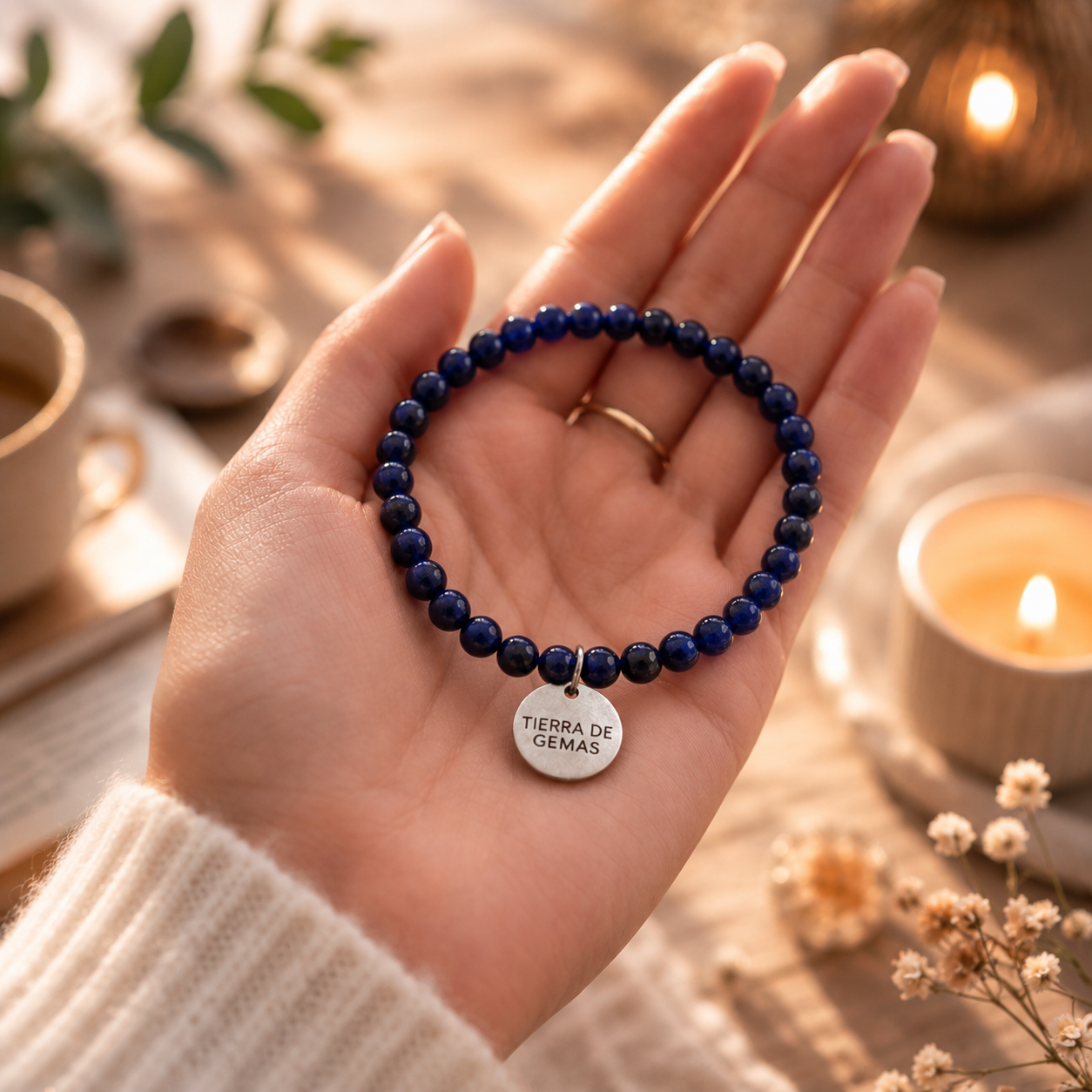 Activa tu Confianza y Tu Intuición (pulsera lapislázuli bolas 4mm)