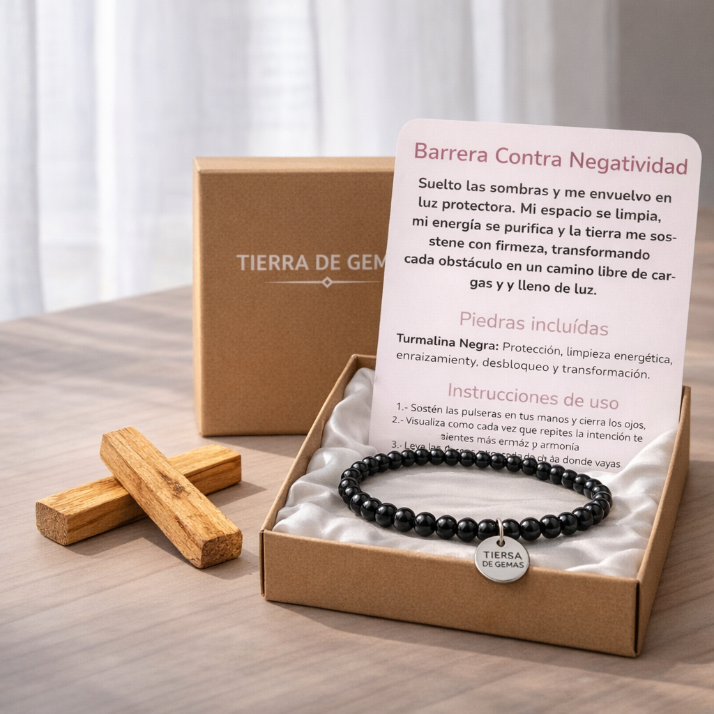 Protección energética contra envidia, ansiedad y malas vibras - Pulsera turmalina negra 4mm