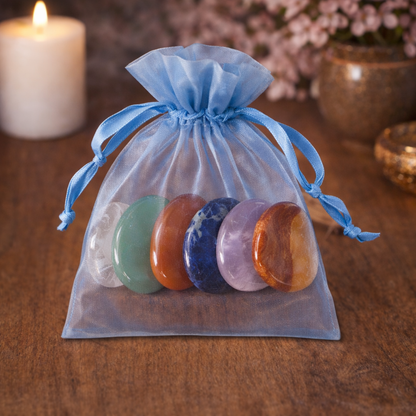 Set piedras chakras planos 3cm