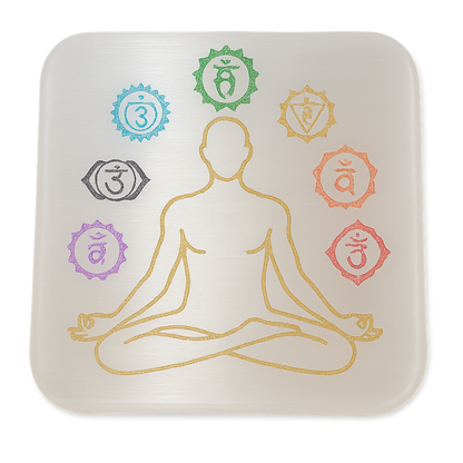 Placa recarga selenita 7 chakras 8 cm