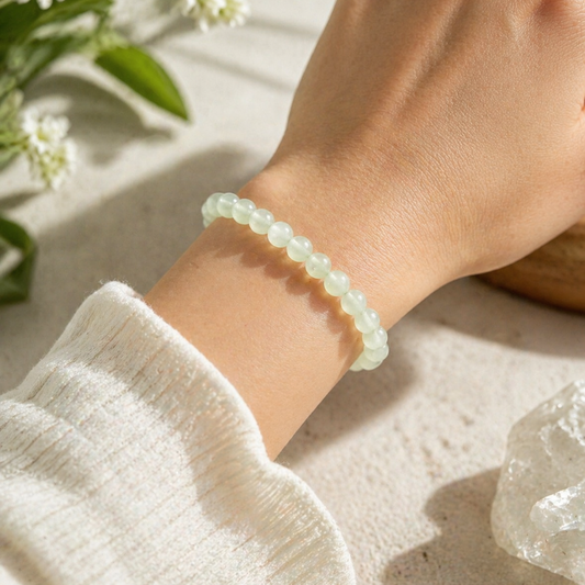 Armonía, Suerte y Bienestar (pulsera jade verde bolas 6mm)