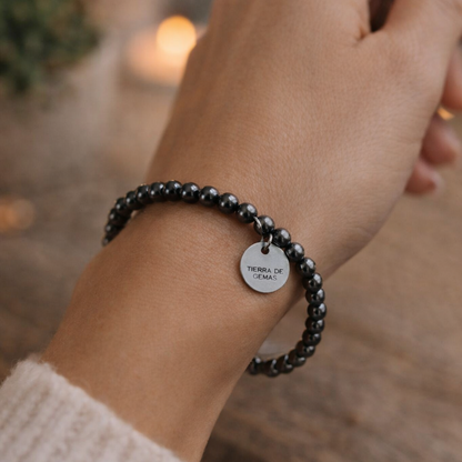Alineación del Cuerpo y la Energía (pulsera hematite bolas 4mm)