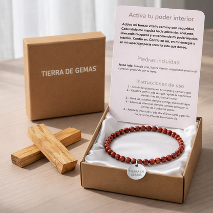 Activa tu poder interior (pulsera jaspe rojo bolas 4mm)
