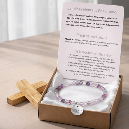 Limpieza Mental y Paz Interior (pulsera fluorita bolas 4mm)