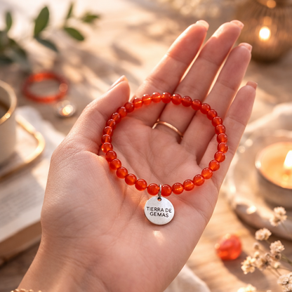 Activa tu Pasión por la Vida (pulsera carneola bolas 4mm)