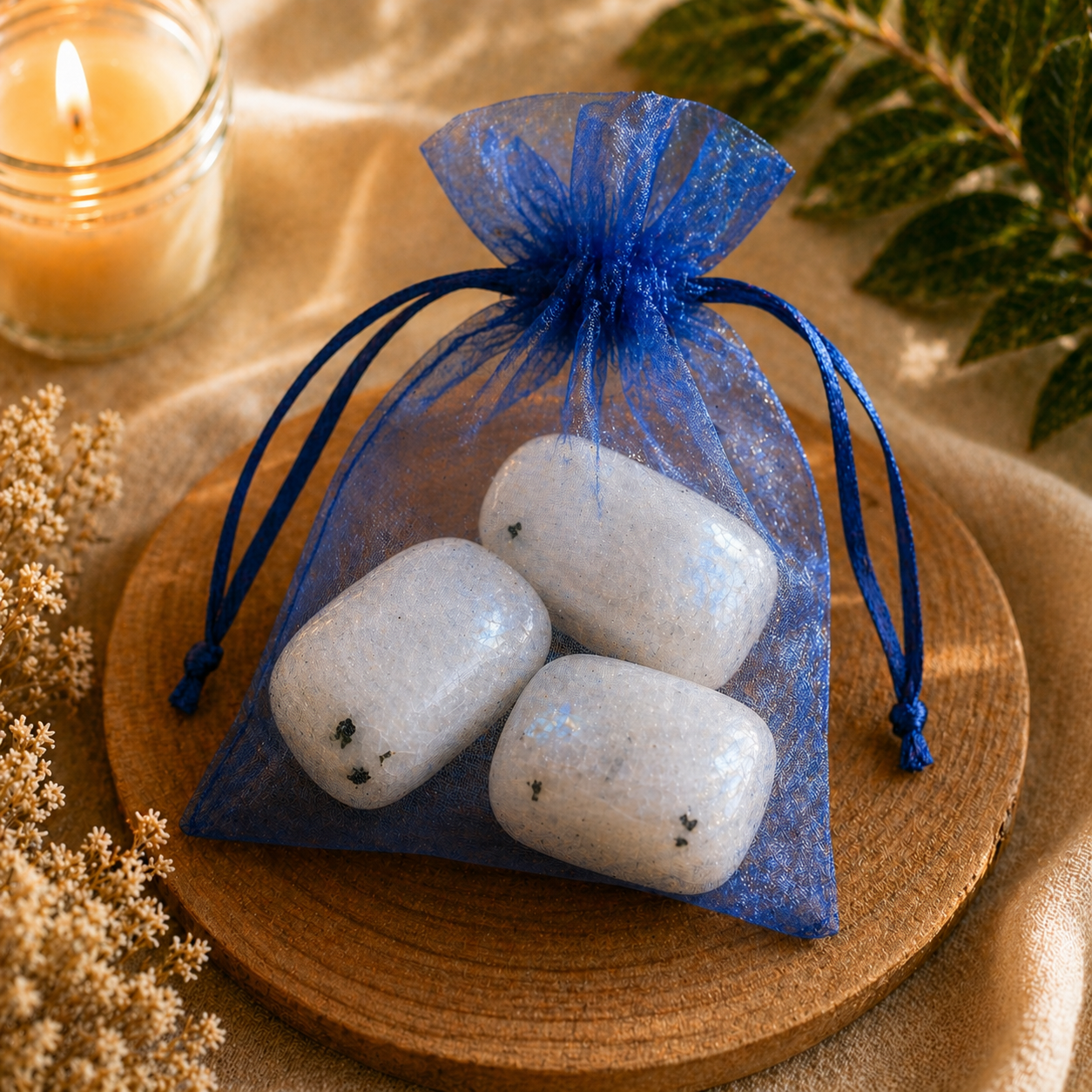 Equilibrio emocional y conexión interior (3 rodados de piedra luna 2-3 cm)
